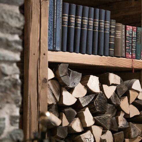 bookshelf in the lobby